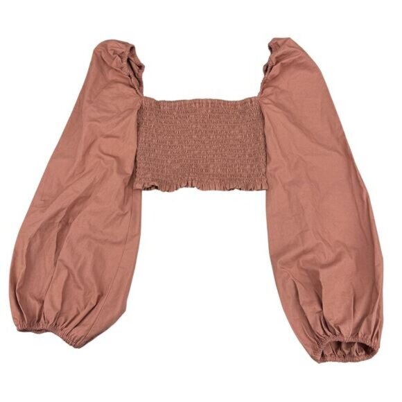 Aritzia Wilfred Inaya Smocked Blouse Size XXS Copper Pink - Picture 2 of 5
